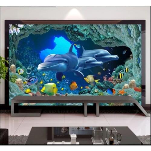 Custom photo wallpaper for walls 3 d Mediterranean landscape 3D Dolphin Underwater World murals TV background wall papers