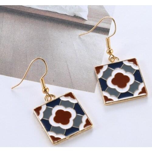 Bohemian temperament wild retro tile simple earrings
