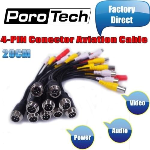 Factory direct Conector Cable of 4PIN 20CM Aviation Cable to BNC RCA Power Audio Video 12v Output Adaptor Cable for CCTV Camera