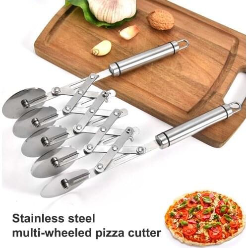 Stainless Steel 5 Wheels Roller Pizza Cutter Dough Divider Kitchen Bakeware Tool Great for cutting brownies cookies cake orpasta