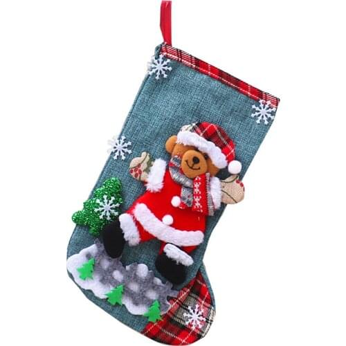 Christmas Candy Bags 3D Santa Snowman Elk Christmas Treat Bags Stockings Gift Hanging Socks for Christmas Tree Garden SUB Sale