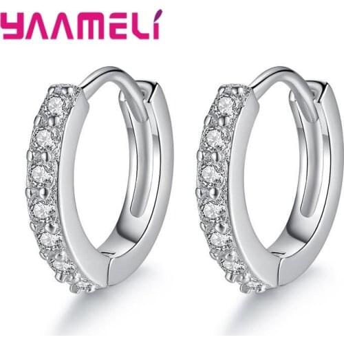 New Statement Women Small Hoop Earrings 925 Sterling Silver Clear CZ Tiny Piercing Earrings For Girl Gifts Jewelry