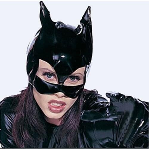 Halloween Costumes Patent Leather Black Hat Elastic Cat Women Hats Cosplay Costume Cap Headgear PU Party Sexy Skullies Beanies