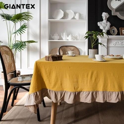 GIANTEX Deco Table Cloth Cotton Tablecloth Ruffle Rectangular Tablecloths Dining Table Cover Obrus Tafelkleed mantel mesa nappe