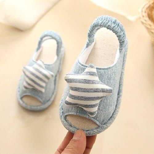 New Winter Autumn Star Kids Slippers for Toddler Boys Indoor Shoes Baby Girl Slides Cotton Flip Flop Warm House Children Slipper