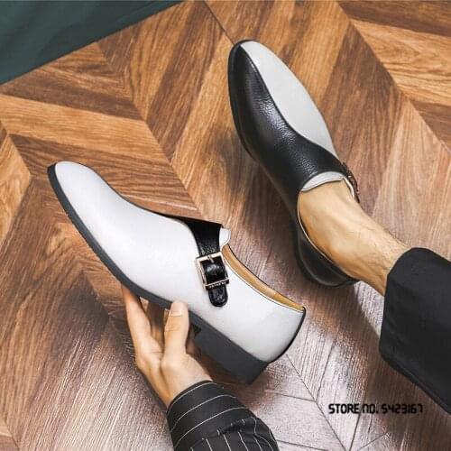 New Pointed Black With White Oxford Shoes For Men Formal Wedding Prom Dress Homecoming Party Pageant Sapato Social Masculino