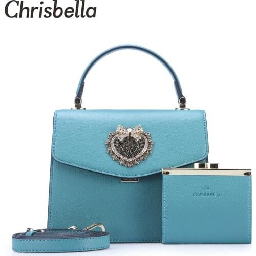 CHRISBELLA PU Leather Women Handbags Fashion Crossbody Shoulder Bag Female Quality Luxury Brand Coin Purse Bag Set for Ladies