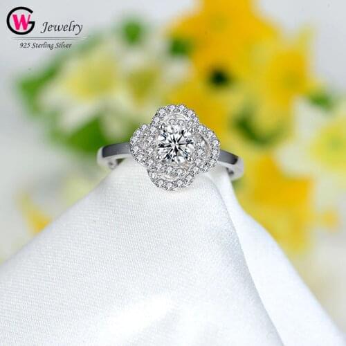 Women Large Cubic Zirconia Flower Wedding Rings For Women Silver Color Crystal Lady Elegant Engagement Luxury Ring Gift Jewelry