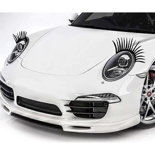 1 Pair 3D Charming Black False Eyelashes Fake Eye Lash Car Sticker Car Headlight Decoration Funny Decal For Beetle
