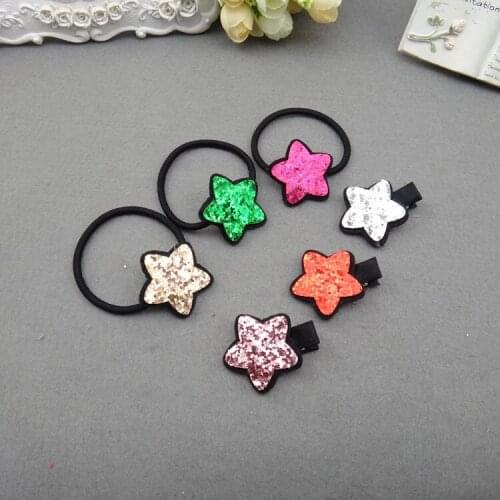 1PC/1Set lovely Sequin Star Girl Combination Ponytail Elastic Hair Bands Sweet Childrens series Hair Grips Hair Accessories