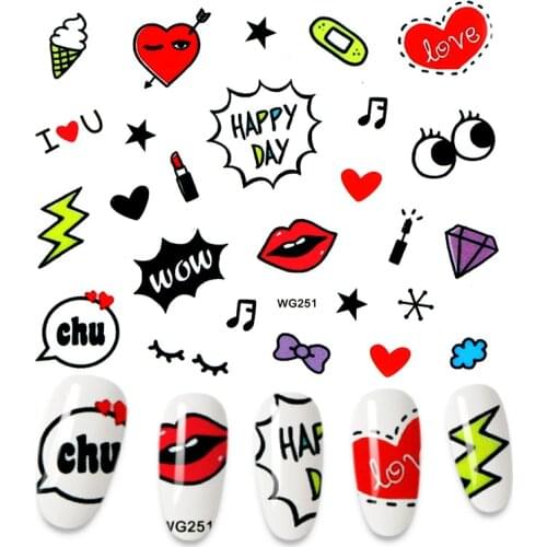 1Pc Water Nail Decal And Sticker Colorful English letters Simple Summer DIY Slider For Manicuring Nail Art Watermark