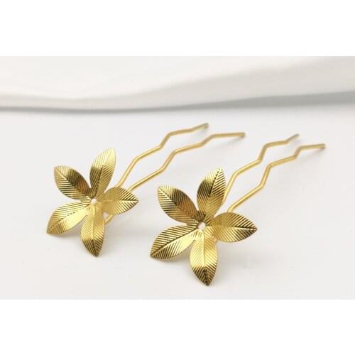 10pcs/Lot 27mm Brass Silver/Gold Color U-shaped Flower Hairpins DIY Hair Jewelry Settings Accessory Findings