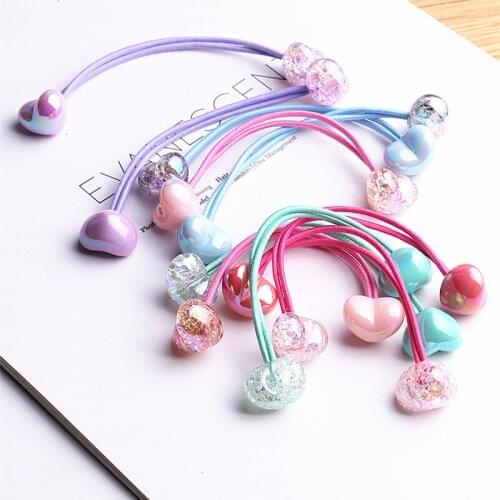 2PCS Cute New Princess Love Cream Double Head Headwear Kids Elastic Hair Bands Children Ropes Girls Accessories Baby Headdress