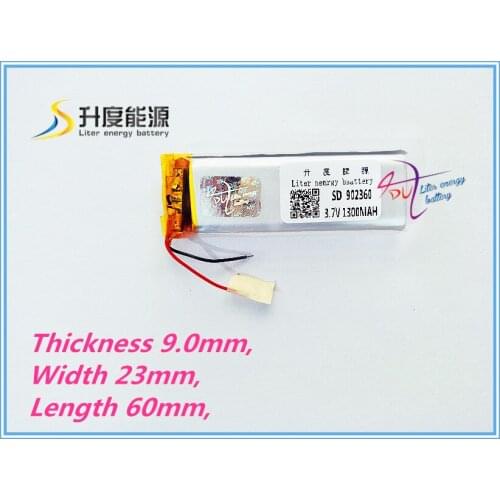 3.7V,1300mAH 902360 polymer lithium ion / Li-ion battery for model aircraft,GPS,mp3,mp4,cell phone,speaker,bl