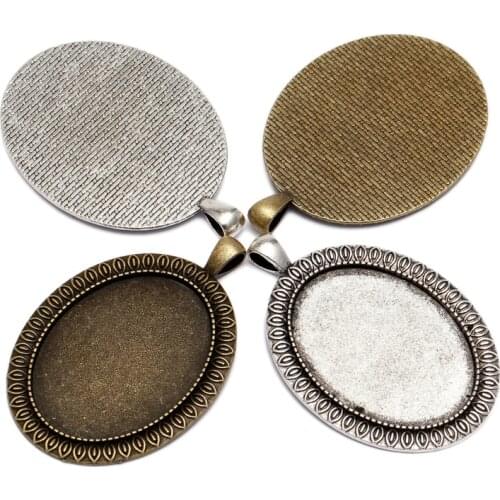 5pcs Metal Cameo Oval Glass Cabochon 30x40mm Base Cameo Blank Settings DIY Cabochons For Jewelry Making Pendant Components B