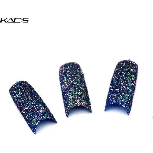 NEW ARRIVAL 70PCS/LOT Glitter Nail tip Blue Color Glitter Designed acrylic false nails tip+free ship