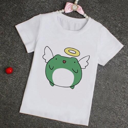 Angel Frog Girls T Shirt Kawaii Cartoon Harajuku Kids T-shirt Pretty Streetwear Blouse Girl Italy Hot Sale Tshirts For Children