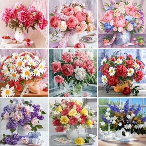 AZQSD Diamond Painting Rose Daisy Cross Stitch Kits Rhinestones Diamond Embroidery Flower Mosaic Handmade Home Decoration Gift