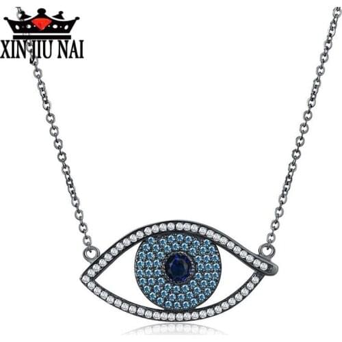 S925 sterling silver demon eye diamond pharaoh sticker format effect Black necklace clavicle chain item 5 styles pendant