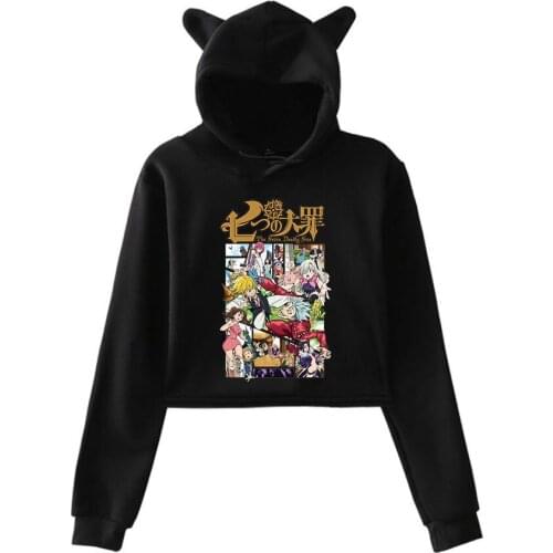 The Seven Deadly Sins 3D Anime Hoodies Boy Girl Hooded Spring Autumn Black Color Cat Ears Manga Kids Hoodie Jacket Sweatshirt
