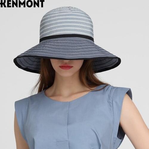 Kenmont big brim sun-shading and UV protection beach sun hat womens summer folding thin sun-protection fishermans hat