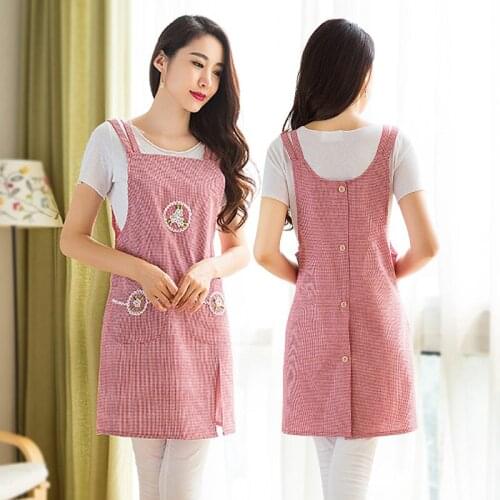 Kitchen Korean fashion waterproof and oil-proof cotton cute overalls adult work clothes waist custom women
