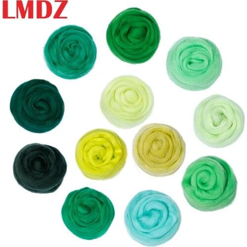 LMDZ 1PCS 100g Needle Felting Wool Merino Felting Wool Fibre Wool Yarn Roving for DIY Doll Needlework Craft Materials 12 Colors