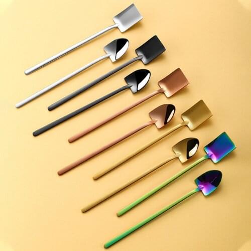 Mini Retro Shovel Coffee Spoon Ice Cream Spoon Tip Shovel Stainless Dessert Spoon Watermelon Flat Shovel Coffee Spoon