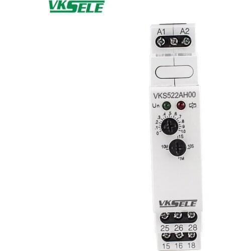 DIN rail Modular time relay VKS522 15A 1s 6s 10s to 30h 24V 220V mounted timer relay
