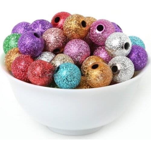 Random Mix/Silver/Gold Acrylic plastic Round Ball Spacer Garment Beads Charms Findings 6/8/10/12mm For DIY Jewelry Making Craft