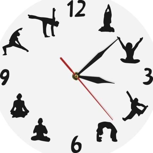 Yoga Wall Clock Acrylic Moon Clock Keep Fitness Design Wall Art Sport Home Decor Handmade Gift For Bodybuilding People