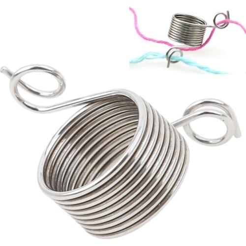 Stainless Steel Knitting Tool Yarn Spring Guides Braided Knuckle Assistant Jacquard Needle Thimble DIY Sewing Accessories