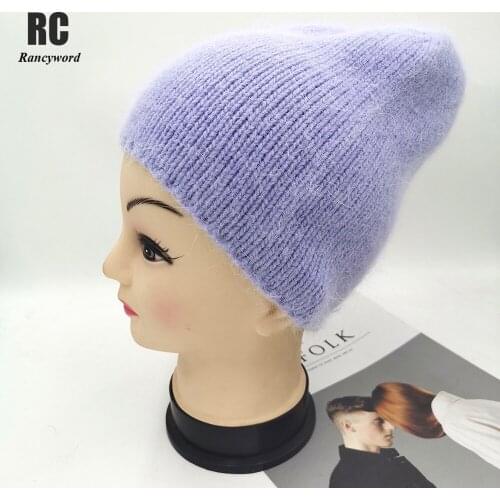 2021 New High Quality Winter Hats For Women Cashmere Beanies Ladise Knitted Wool Skullies Cap Angora Pompom Gorros