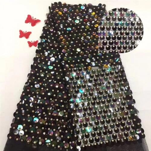 New design high quality 3YG-20.4302 french sequins lace fabric african lace fabric with big and small sequins tulle fabric