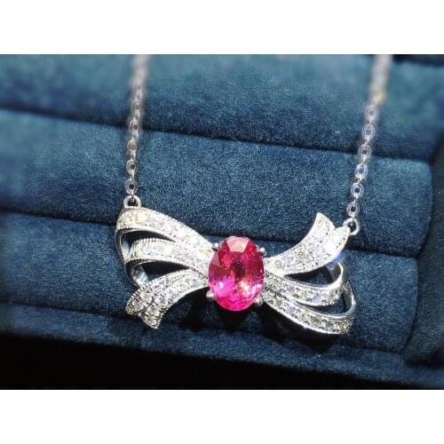 P910 Necklace Real 18K Gold 100% Natural Pink Padparascha Sapphire 0.92ct Gemstones Pendants for Women Fine Necklace