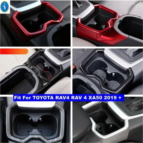 Auto Accessory Front Seat Water Bottle Cup Holder Cover Trim Carbon Fiber ABS For TOYOTA RAV4 RAV 4 XA50 2019 2020 2021