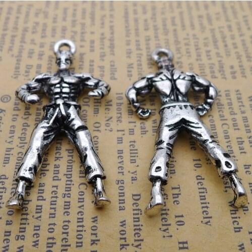 2PCS/Lot 23mm*47mm Pendant Antique Silver Color Wrestler Charms For DIY Jewelry Making Handmade Craft