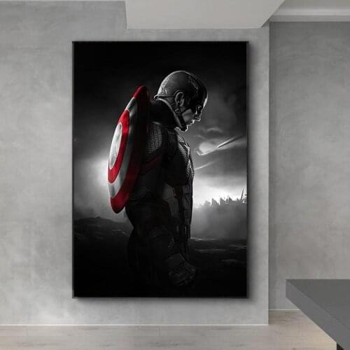 Superhero Captain America Canvas Painting Poster Marvel Iron Man Action Movie Wall Art for Kids Room Home Decoration Gift Toy