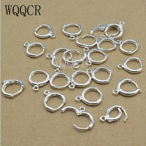 10 PCS Wholesale Handmade Jewelry Findings Genuine 925 Sterling Silver Lever Back Ear DIY Drop Earring 13MM Hoop DIY Settings