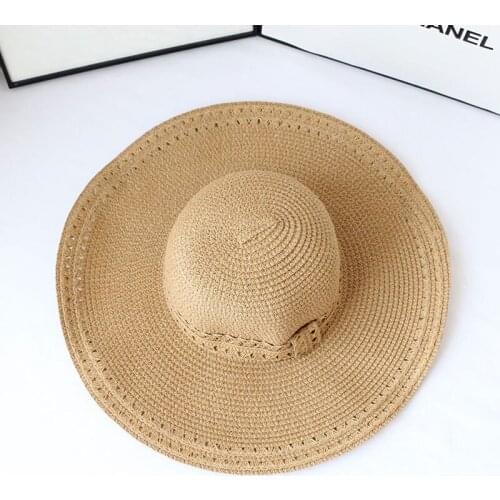 New Hats for Women Summer Large Brim Straw Hat Floppy Wide Brim Sun Cap Beach Foldable Hats Sun UV Hats Dropshipping Wholesale