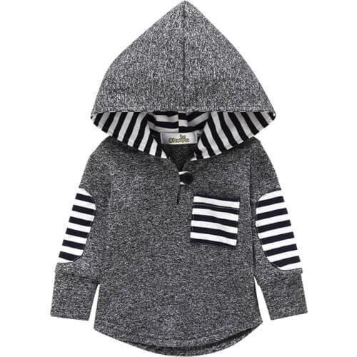 2018 Fashion Tops Baby Boys Sweatshirts childrens hoodies Stitching style Stripe splicing hedging loose thin sweater Kids