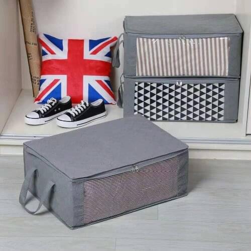 Moisture-proof closet organizer Quilt Zipper Clothes Bag Storage Non Woven Fabric Folding Clothes Organizer Bag With Handles