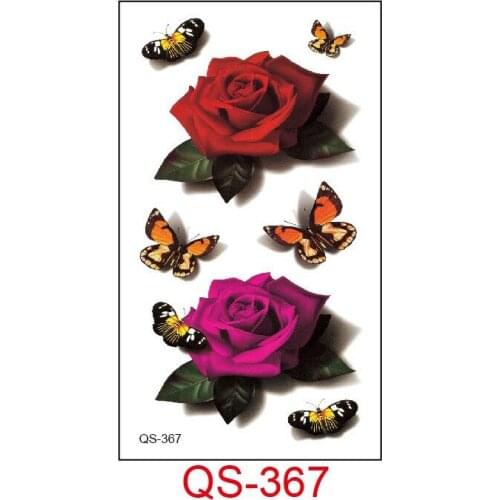 Waterproof Temporary Tattoo Stickers rose butterfly fake Tattoo Geometric animal Flash Tattoo Hand Back Foot for Girl Women Men