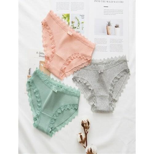 Womens thread cotton breathable package hip briefs, lace ladies underwear in the waist T1735