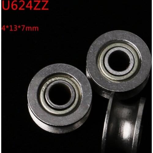 10 Pcs U624ZZ 1.8mm U Groove Guide Pulley Sealed Rail Ball Bearing 4x13x7mm 97BB