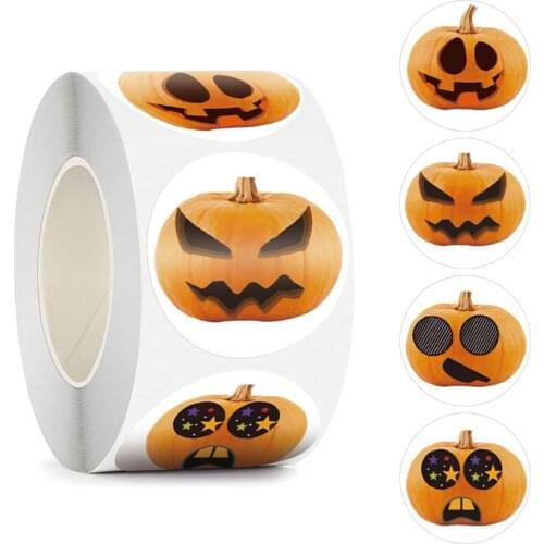 100-500Pcs Halloween Funny Pumpkin Stickers Seal Labels for DIY Halloween Gift decor, Baking packaging, kids toys Stickers