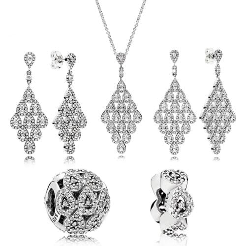 100% Sterling Silver Stack Teardrop Glamor Drops Earrings Necklaces Beads DIY Silver Jewelry Gifts Factory Direct