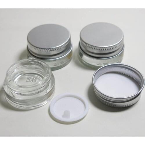 12 x 5g Travel Cute Glass Cream Make up Jar with Aluminum Cap White PE Pad 1/6oz Empty CosmeticContainer Packaging Glass Jar