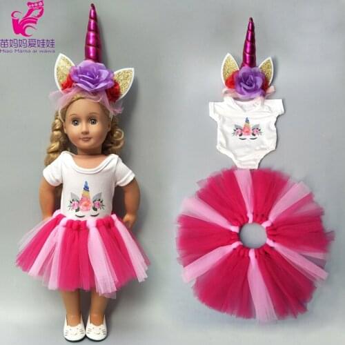 18 inch doll unicorn dress for 43cm Baby doll tutu princess dress doll clothes for 17" doll jacket kids gifts