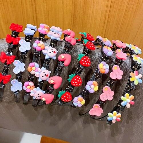 2021 Cute Flower Bangs Fixed Braided Hairbands Clips For Girls Kids Sweet Hair Ornament Headband Fashion Hair Accessories Dress